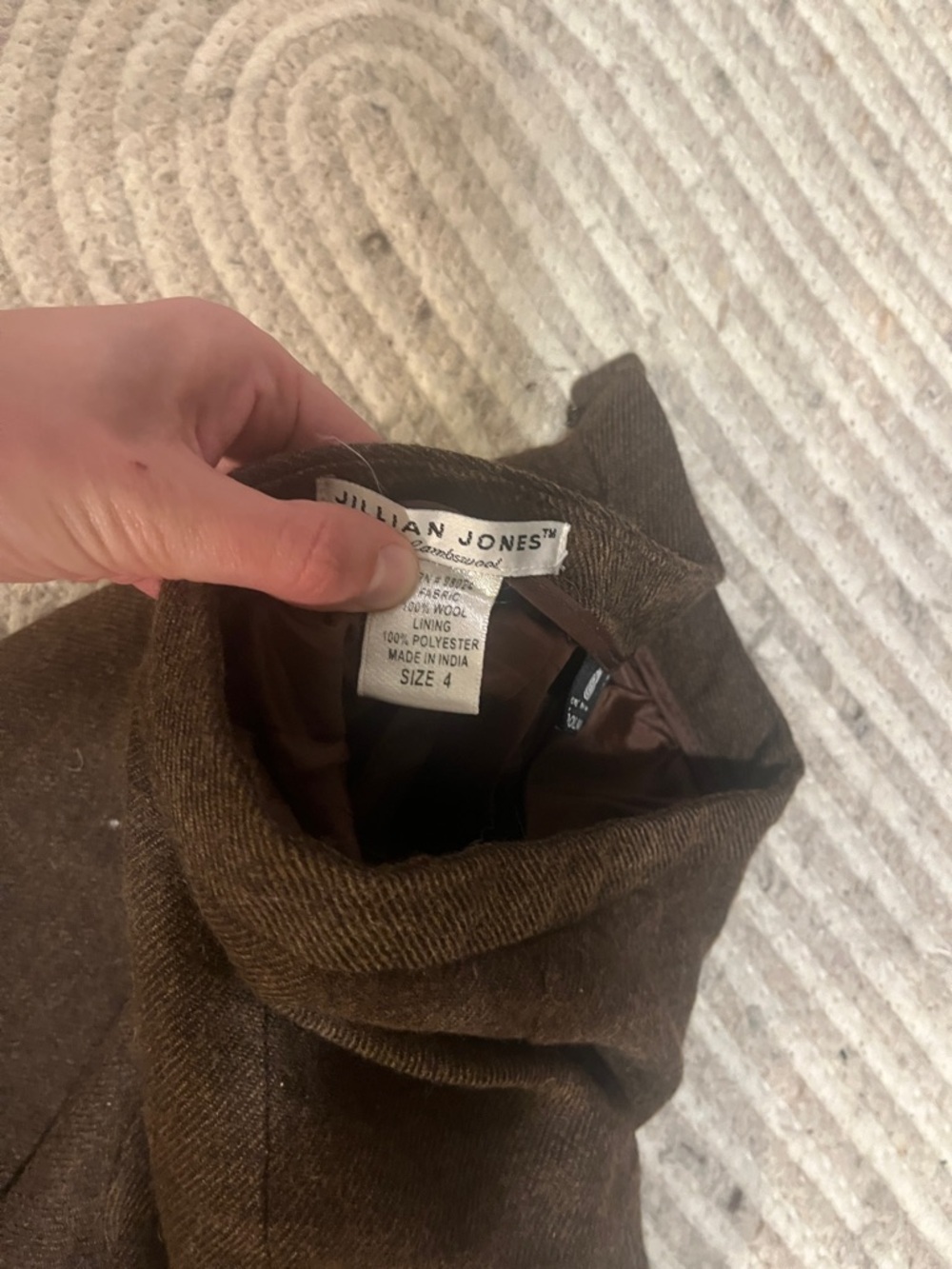 Chocolate brown vintage wool tailored trousers (missing zipper clasp) - Picture 5 of 9